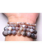 Bracelet Agate Botswana pierres rondes