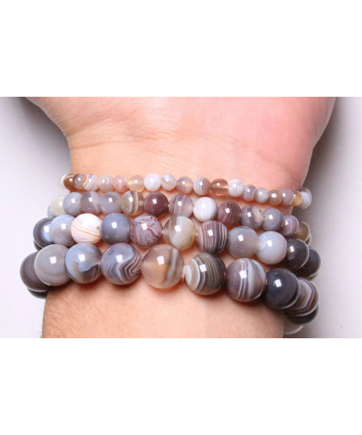 Bracelet Agate Botswana pierres rondes