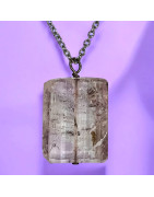 Pendentif Améthyste Rectangulaire sur Chaîne Acier (s)