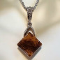Pendentif Ambre Losange avec Chaîne acier (s)