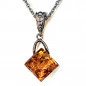 Pendentif Ambre Losange avec Chaîne acier (s)