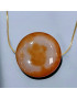 Pendentif Cornaline Rond sur Chaîne acier doré (s)
