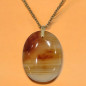 Pendentif Agate de feu Ovale sur Chaîne acier Dorée (s)