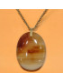 Pendentif Agate de feu Ovale sur Chaîne acier Dorée (s)