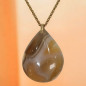 Pendentif Agate de feu Goutte sur Chaîne acier Dorée (s)