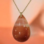 Pendentif Agate de feu Goutte sur Chaîne acier Dorée (s)