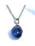 Pendentif Fluorite bleue Boule avec Chaîne acier (s)