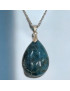 Pendentif Apatite bleue Goutte avec Chaîne acier(s)