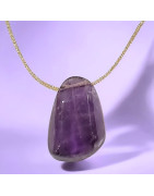 Pendentif Améthyste sur Cordon Or réglable (s)