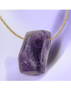 Pendentif Améthyste sur Cordon Or réglable (s)