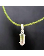 Pendentif Tourmaline verte Argent 925 sur Cordon réglable (s)
