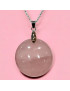 Pendentif Quartz rose rond avec chaine