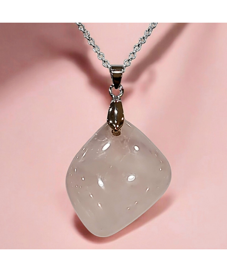 Pendentif Quartz rose avec Chaîne (s)