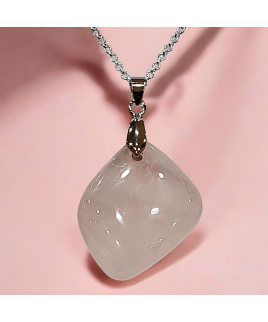 Pendentif Quartz rose avec Chaîne (s)