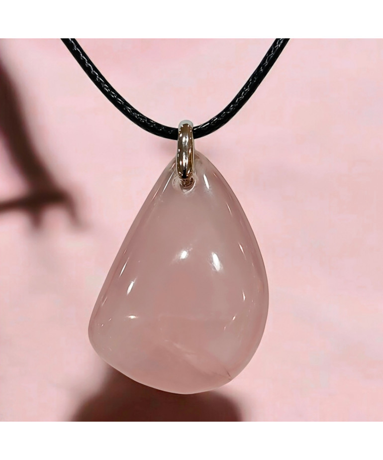 Pendentif Quartz rose avec Cordon (s)