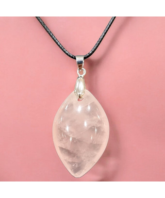 Pendentif Quartz rose avec Cordon (s)