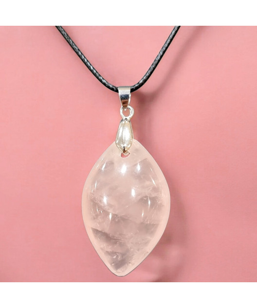 Pendentif Quartz rose avec Cordon (s)