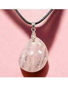Pendentif Quartz rose avec Cordon (s)