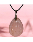Pendentif Quartz rose avec Cordon (s)