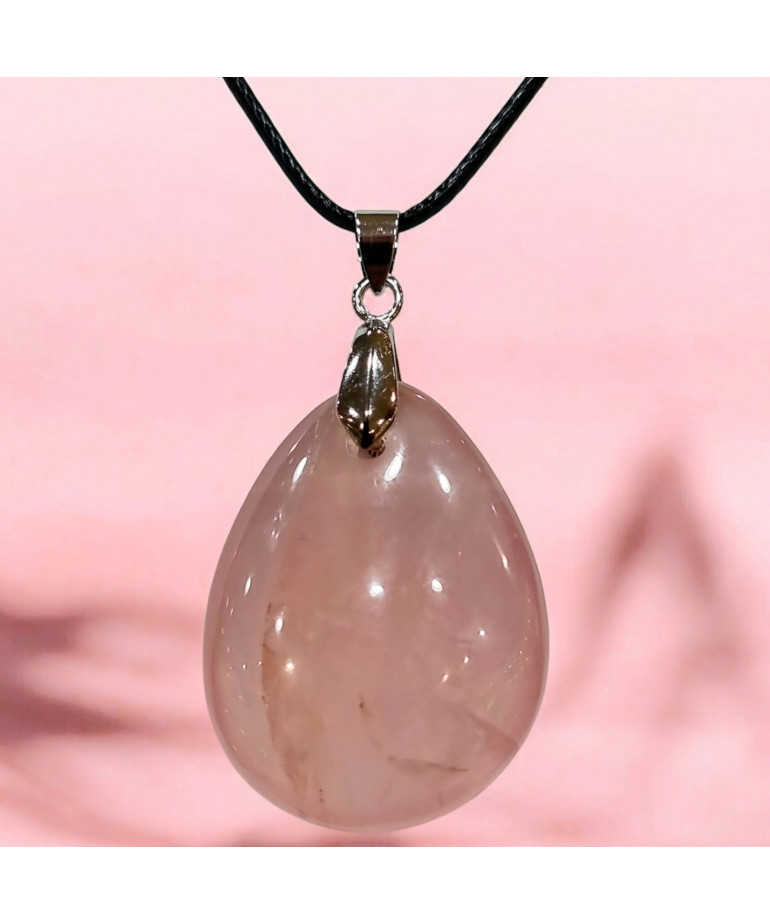 Pendentif Quartz rose avec Cordon (s)