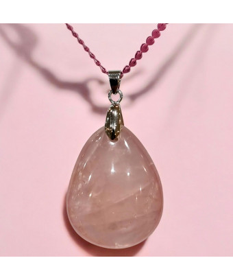 Pendentif Quartz rose avec Chaîne émaillée rose (s)