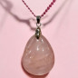 Pendentif Quartz rose avec Chaîne émaillée rose (s)