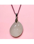 Pendentif Quartz rose avec Chaîne émaillée rose (s)