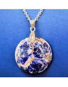 Pendentif Sodalite Rond avec Chaîne (s)