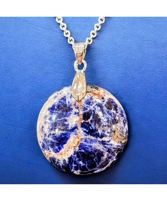 Pendentif Sodalite Rond avec Chaîne (s)