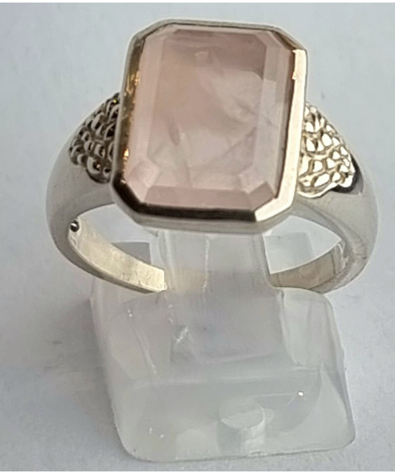 Bague Quartz rose argent 925 Taille 59