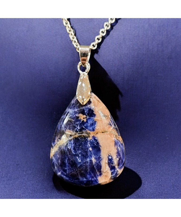 Pendentif Sodalite Goutte avec Chaîne (s)