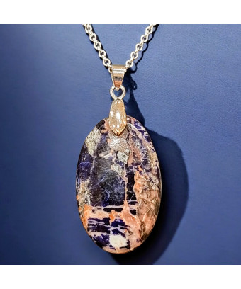 Pendentif Sodalite Ovale avec Chaîne (s)