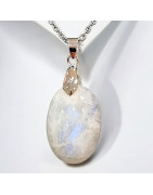 Pendentif Pierre de lune avec Chaîne (s)
