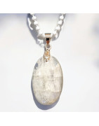 Pendentif Pierre de lune avec Chaîne émaillée Blanche (s)