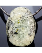 Pendentif Prehnite Epidote Ovale avec Cordon réglable (s)