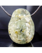 Pendentif Prehnite Epidote Ovale avec Cordon réglable (s)
