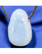 Pendentif Angélite ovale avec Cordon réglable (s)
