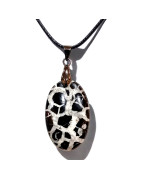Pendentif Septaria noire Ovale avec Cordon réglable (s)