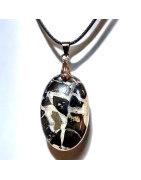 Pendentif Septaria noire Ovale avec Cordon réglable (s)