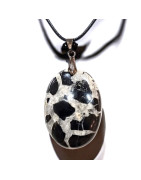Pendentif Septaria noire Ovale avec Cordon réglable (s)