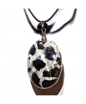Pendentif Septaria noire Ovale avec Cordon réglable (s)