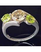 Bague Péridot Andalousite Argent 925 Taille 52 (s)