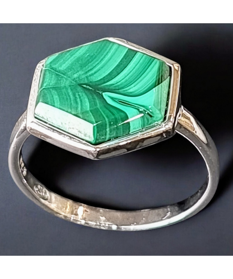 Bague Malachite Argent 925 Taille 58 (s)