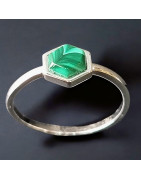 Bague Malachite Argent 925 Taille 57 (s)