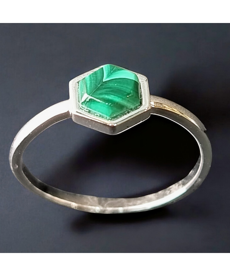 Bague Malachite Argent 925 Taille 57 (s)