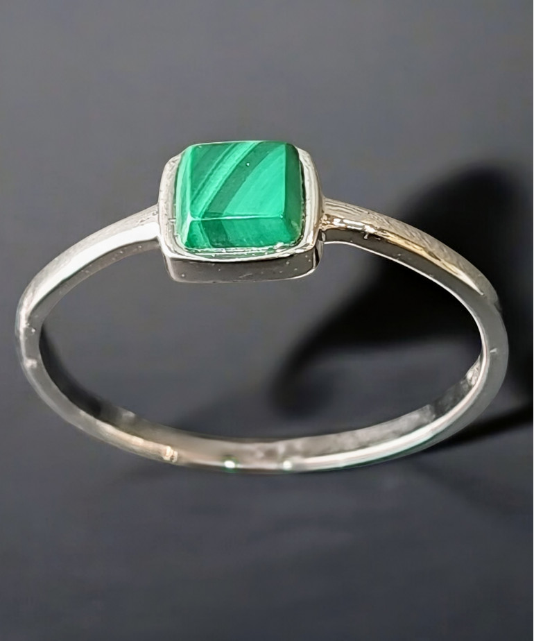 Bague Malachite Argent 925 Taille 58 (s)