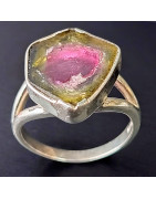 Bague Tourmaline Melon d'eau Argent 925 Taille 52 (s)