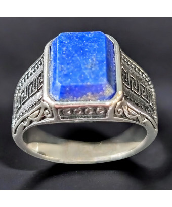 Bague Lapis-lazuli Acier...