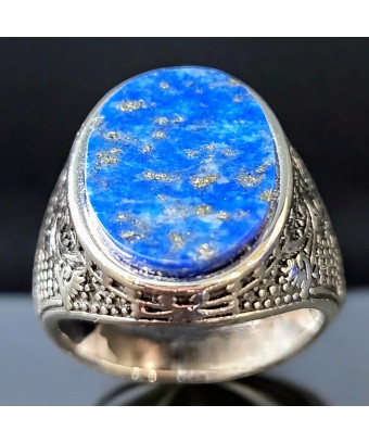 Bague Lapis-lazuli Acier...