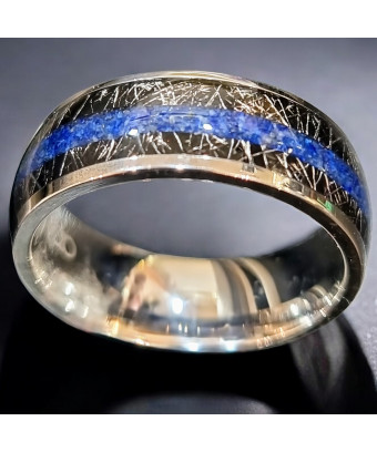 Anneau Lapis-lazuli Acier Titane Taille 63